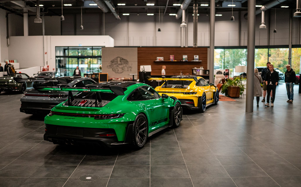 Sýningarsalur hjá Porsche